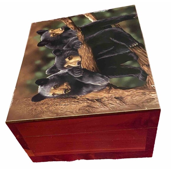 Wooden Box  Bear Family Nature Scene Keepsake Gift Quote Love Notes Bronson MO - Picture 3 of 14